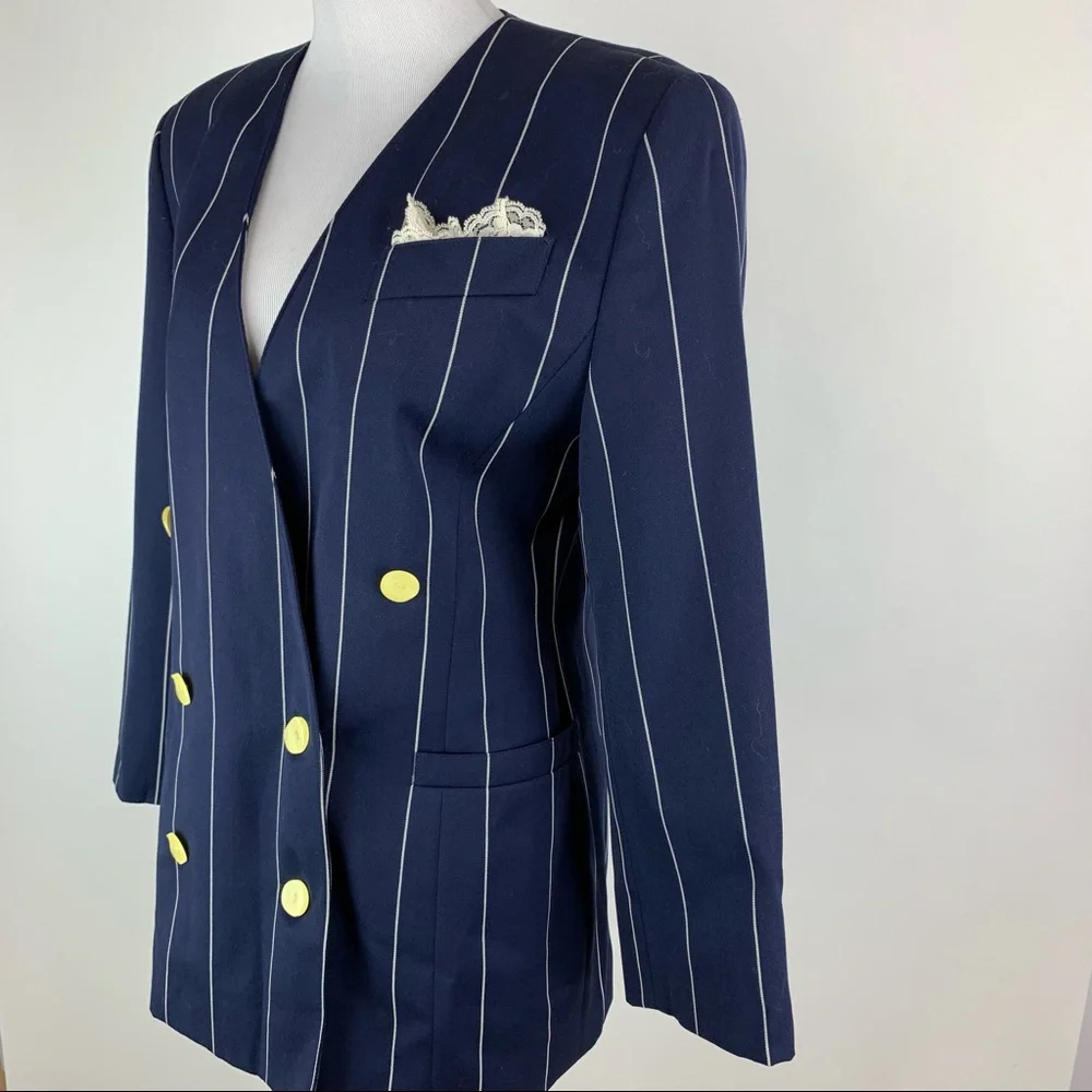 Vintage Mr. Jax Double Breasted Pinstripe Blazer - Picture 5 of 10